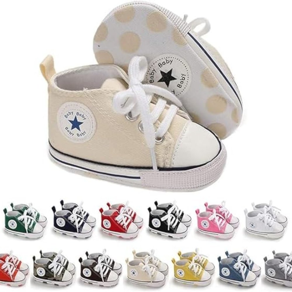 Baby Girls and Boys Canvas Sneakers Soft Sole High-Top Ankle Infant